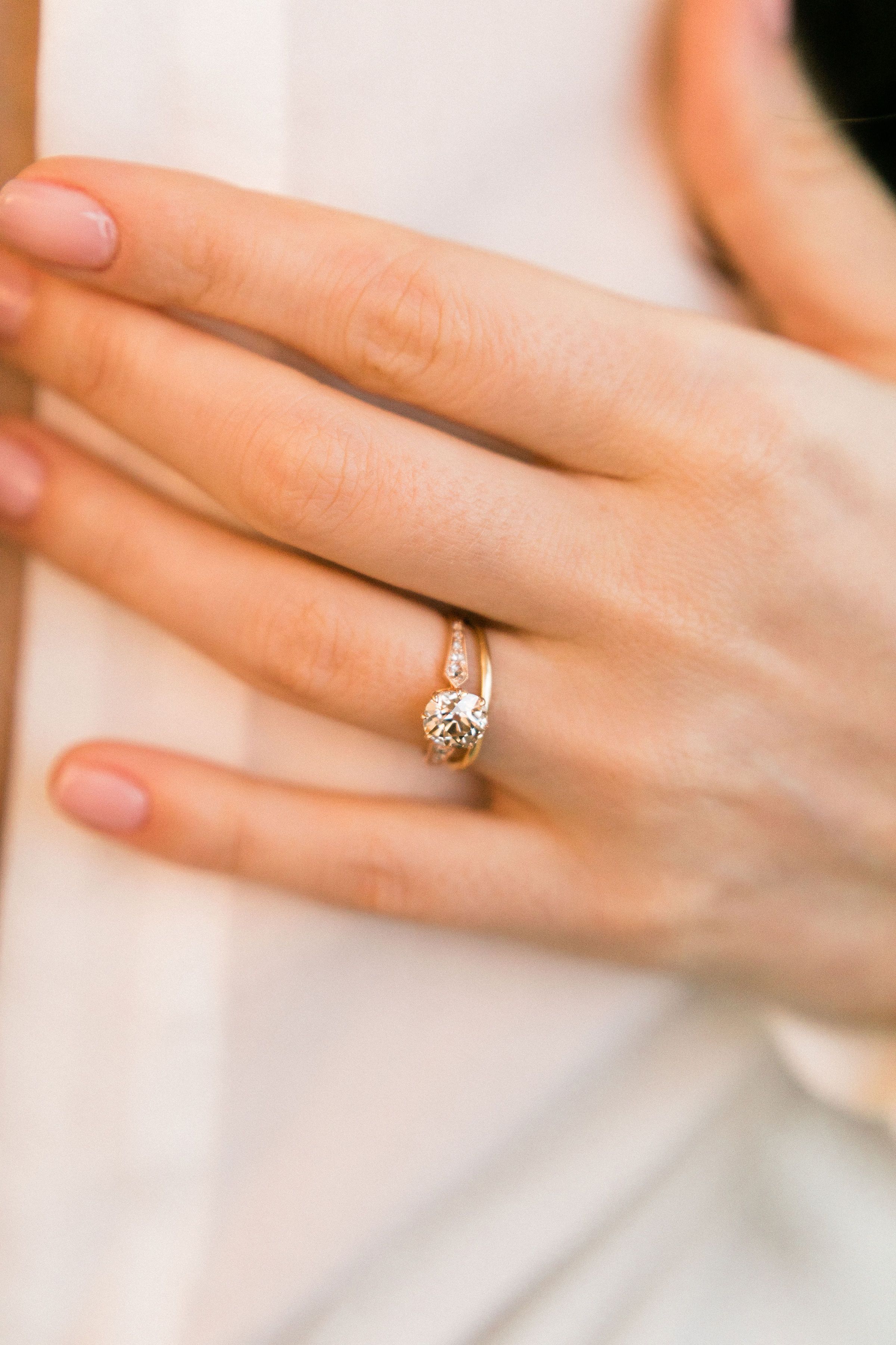 1.55ct Old Mine Cut Diamond 18k Rose Gold Diamond Engagement Ring