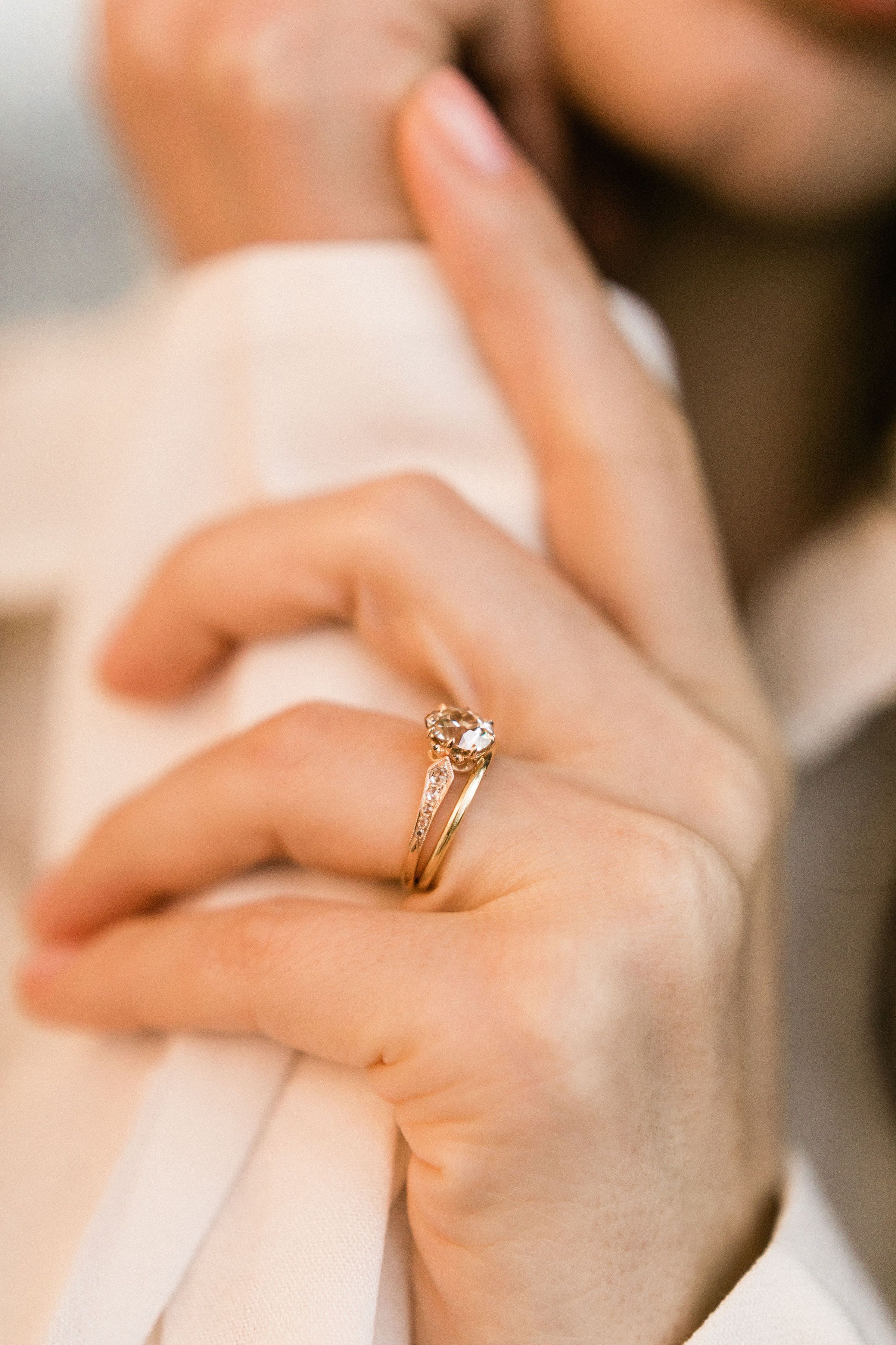 1.55ct Old Mine Cut Diamond 18k Rose Gold Diamond Engagement Ring