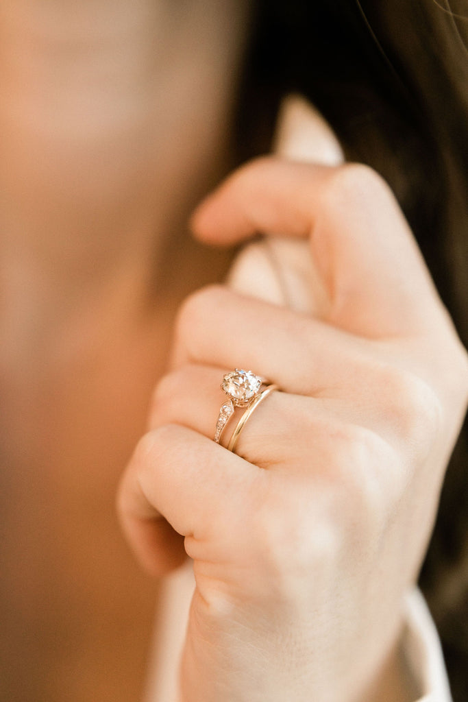 1.55ct Old Mine Cut Diamond 18k Rose Gold Diamond Engagement Ring