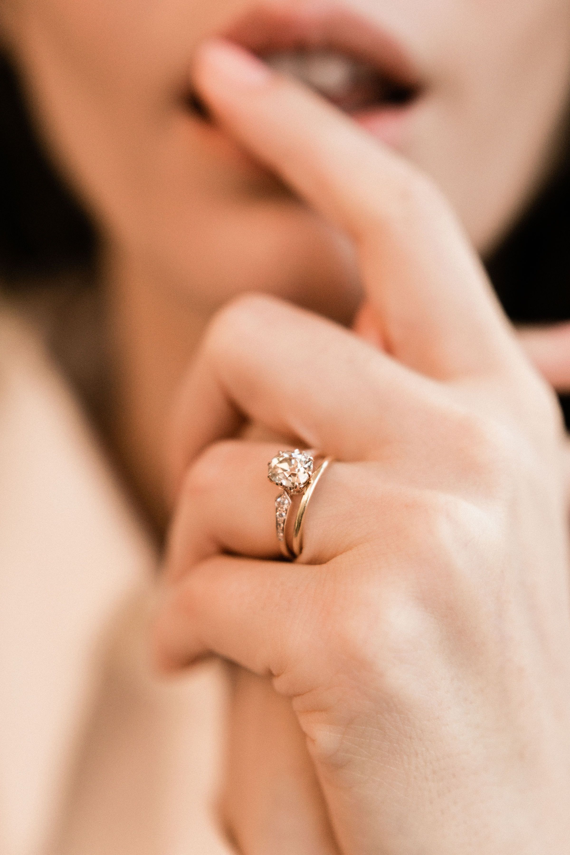 1.55ct Old Mine Cut Diamond 18k Rose Gold Diamond Engagement Ring