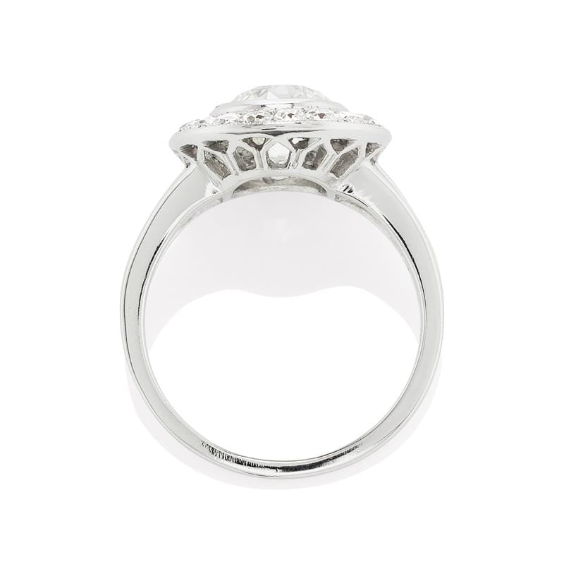 Bezel Set Diamond Halo Engagement Ring