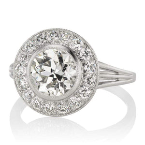 Bezel Set Diamond Halo Engagement Ring