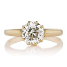 Solitaire Ring in a 10-prong 18 karat Yellow Gold Setting