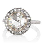 Bezel Set Rose Cut Diamond Halo Vintage Engagement Ring