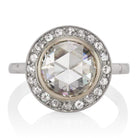 Bezel Set Rose Cut Diamond Halo Vintage Engagement Ring
