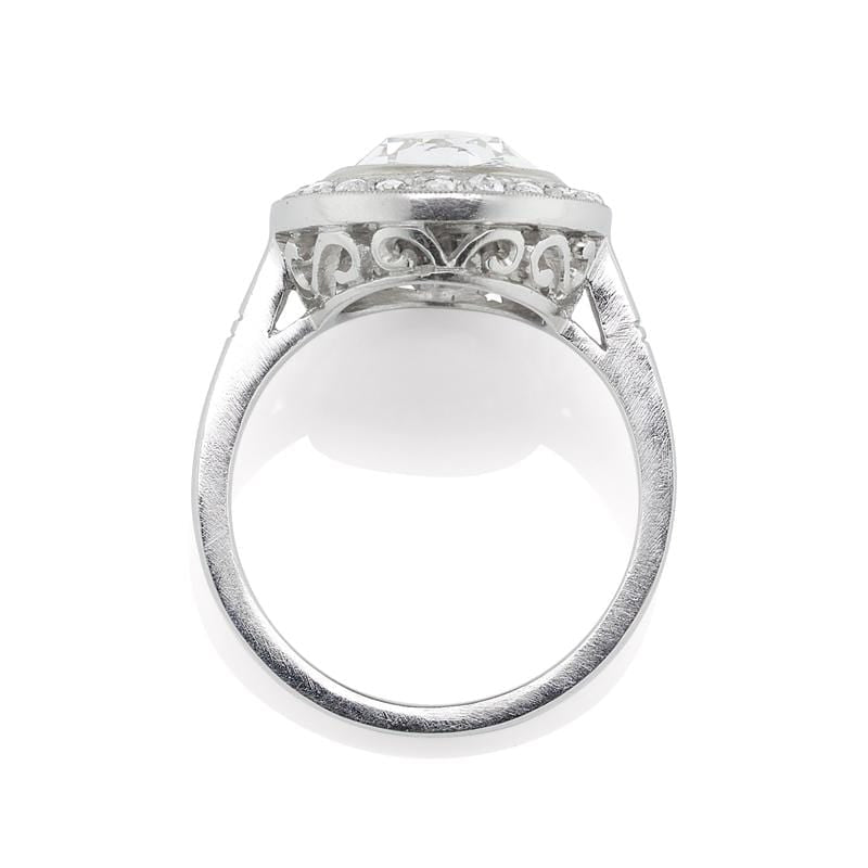 Bezel Set Rose Cut Diamond Halo Vintage Engagement Ring