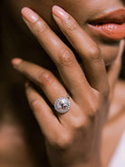 Bezel Set Rose Cut Diamond Halo Vintage Engagement Ring