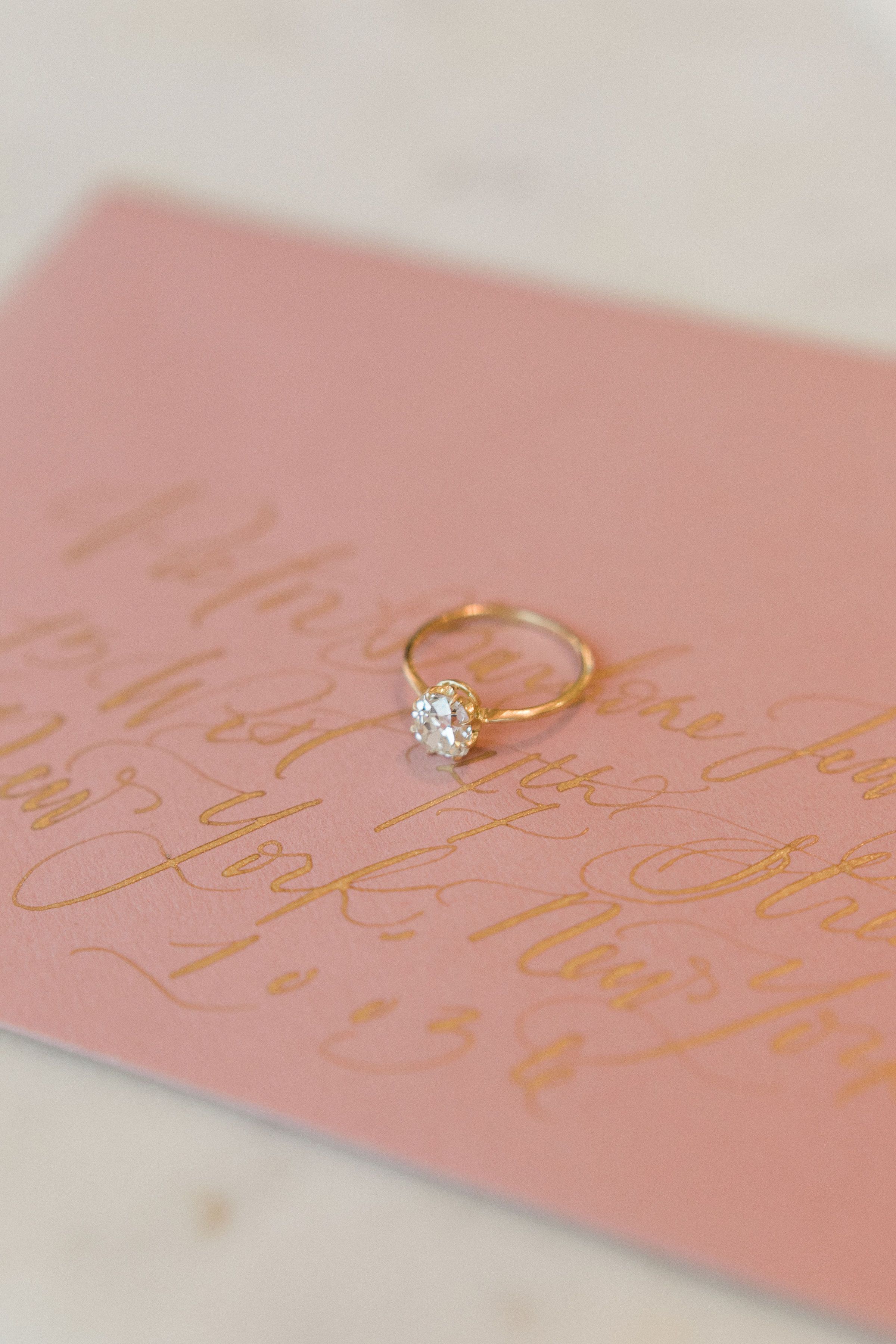 1.62ct old mine cut diamond 18k Yellow Gold Solitaire Engagement Ring