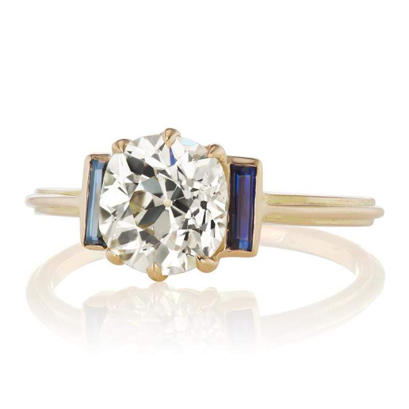 1.66ct old mine cut diamond engagement ring