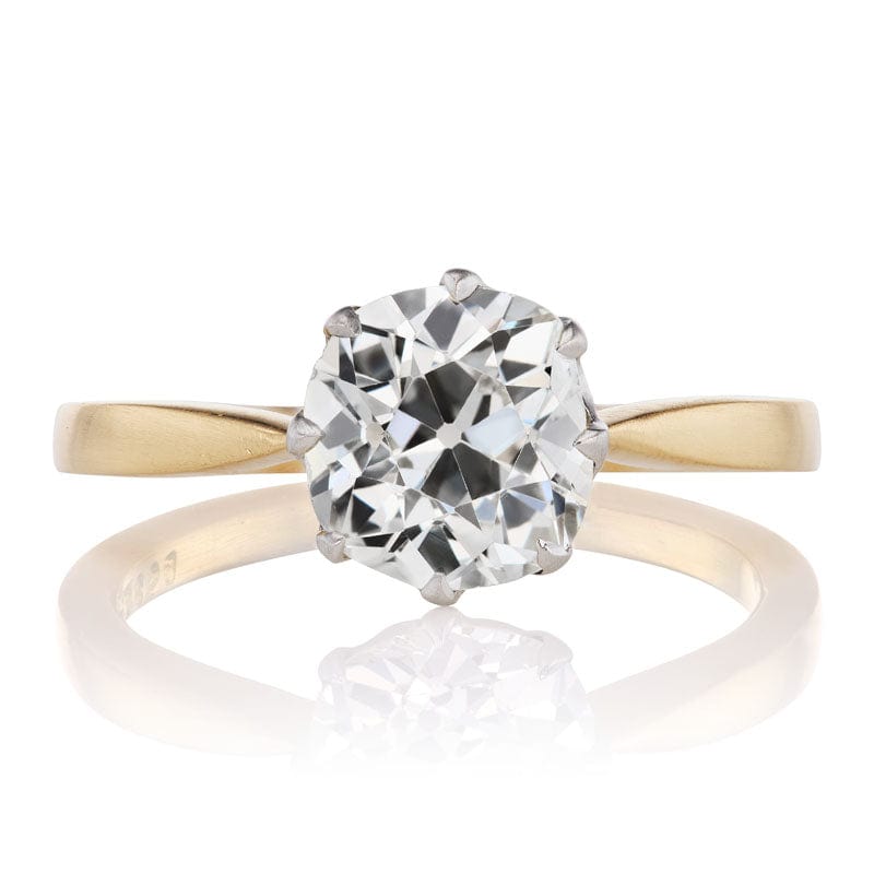 Old Mine Cut Vintage Engagement Ring in 8-prong Two-Tone Setting