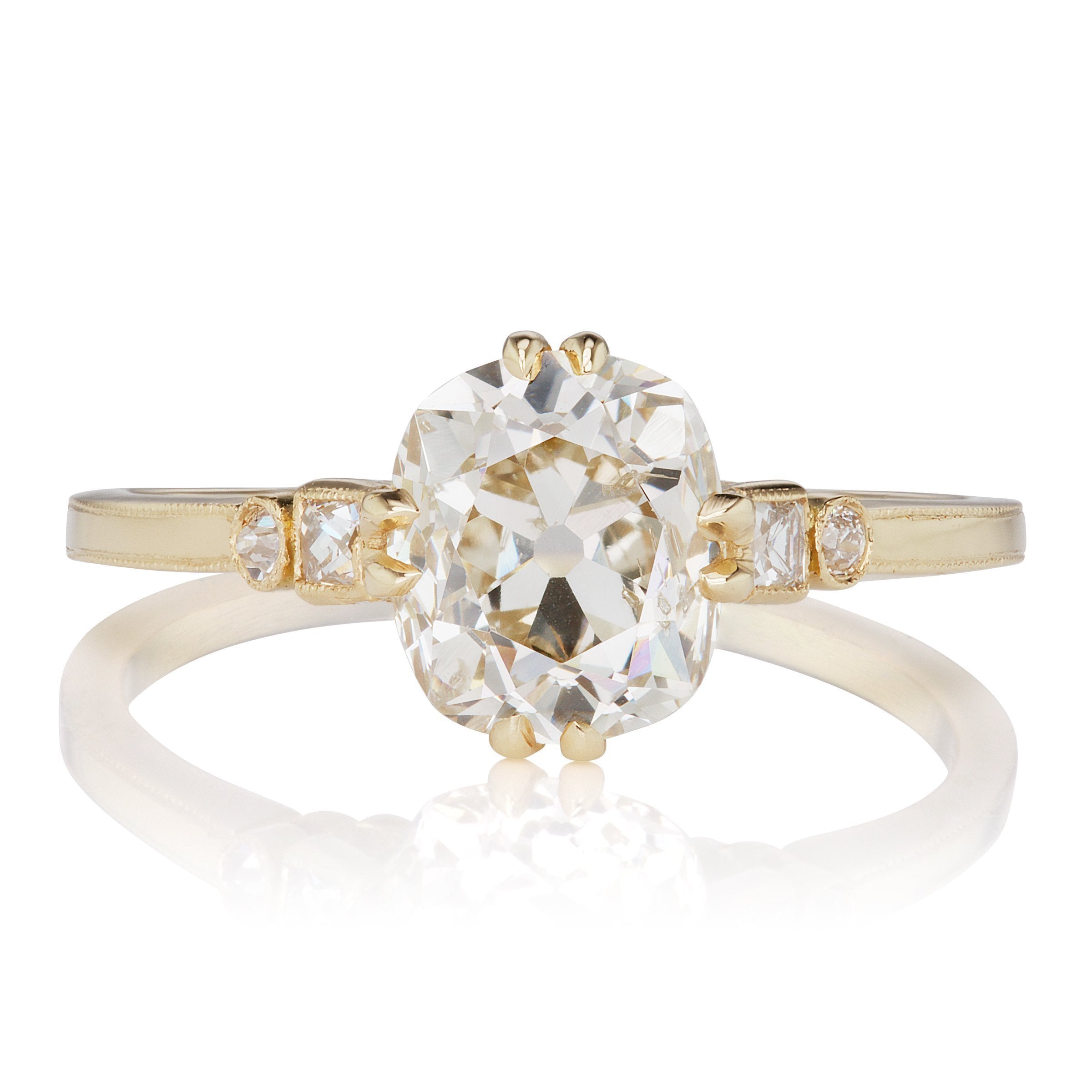 Delicate Engagement Ring With Bezel Set Sides Stones | Victor Barbone