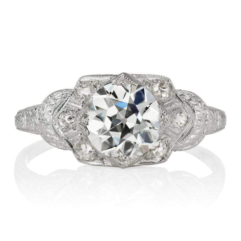 Vintage Art Deco Old European Cut Hexagon Setting Engagement Ring
