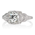 Vintage Art Deco Old European Cut Hexagon Setting Engagement Ring