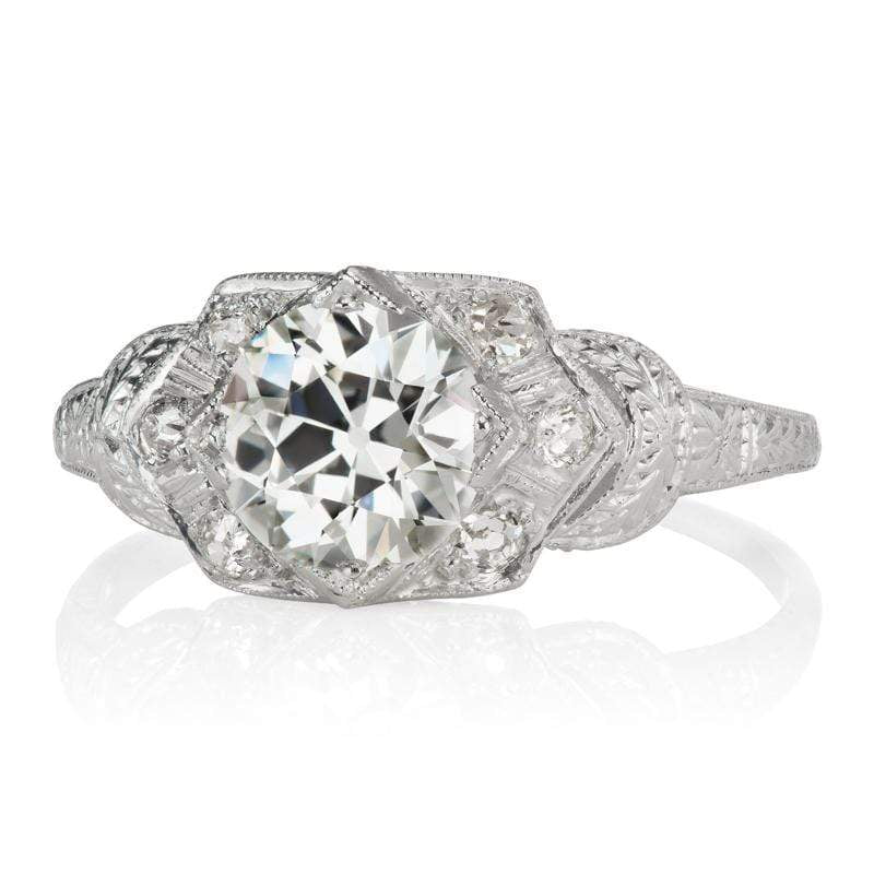 Vintage Art Deco Old European Cut Hexagon Setting Engagement Ring