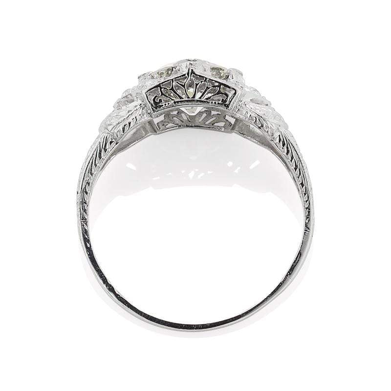 Vintage Art Deco Old European Cut Hexagon Setting Engagement Ring