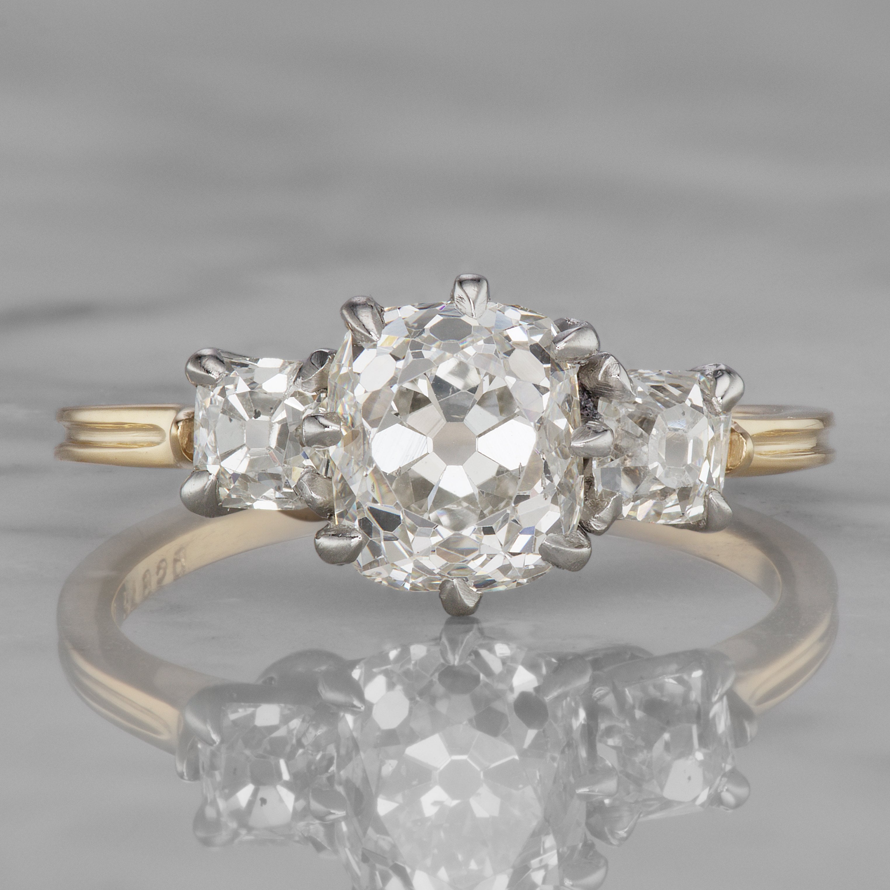 Triple Diamond Engagement Ring - Two Tone | Victor Barbone