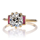 Old Mine Cut Diamond Ruby Baguettes