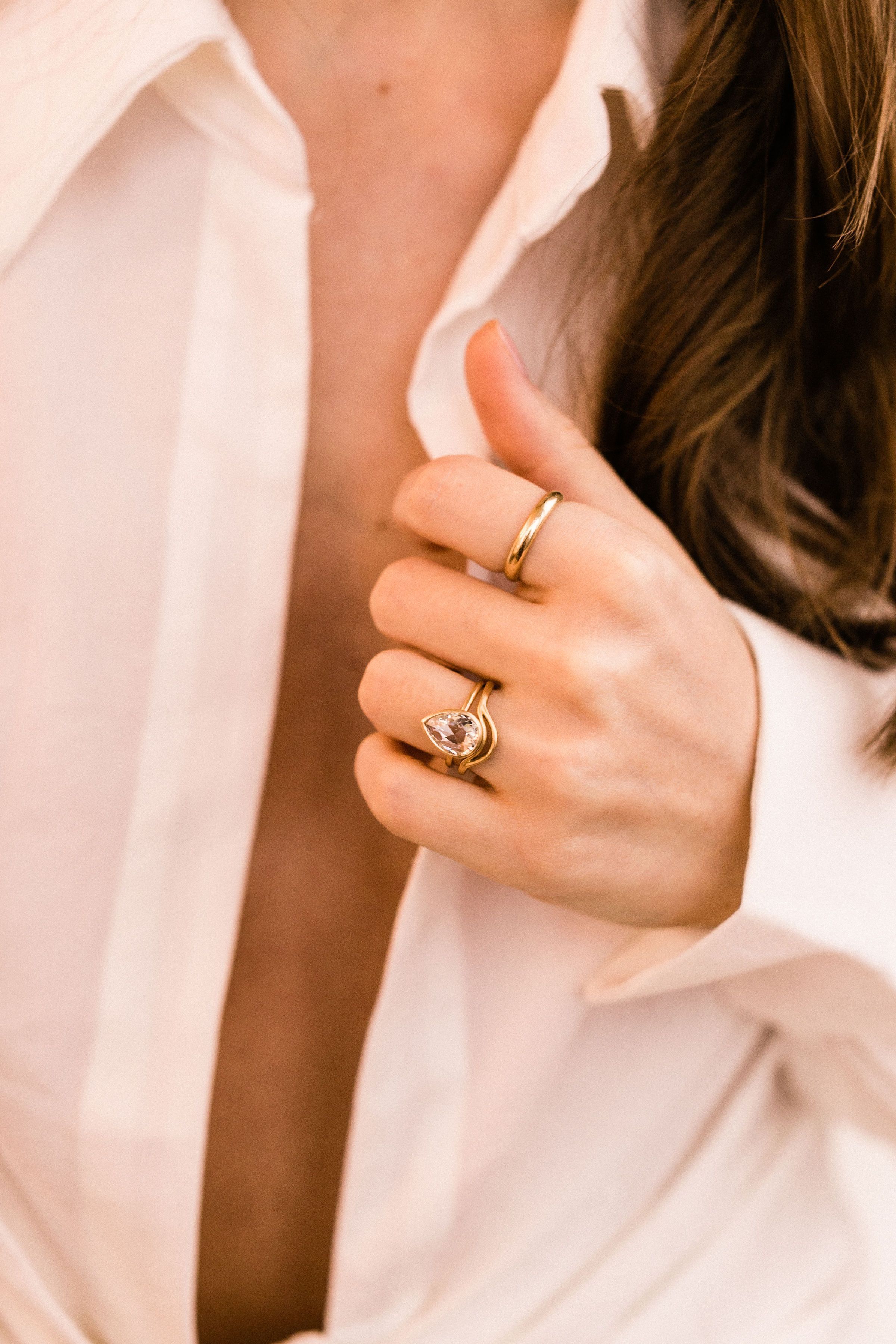 1.84ct pear rose cut diamond Pear Shaped Solitaire Diamond Engagement Ring