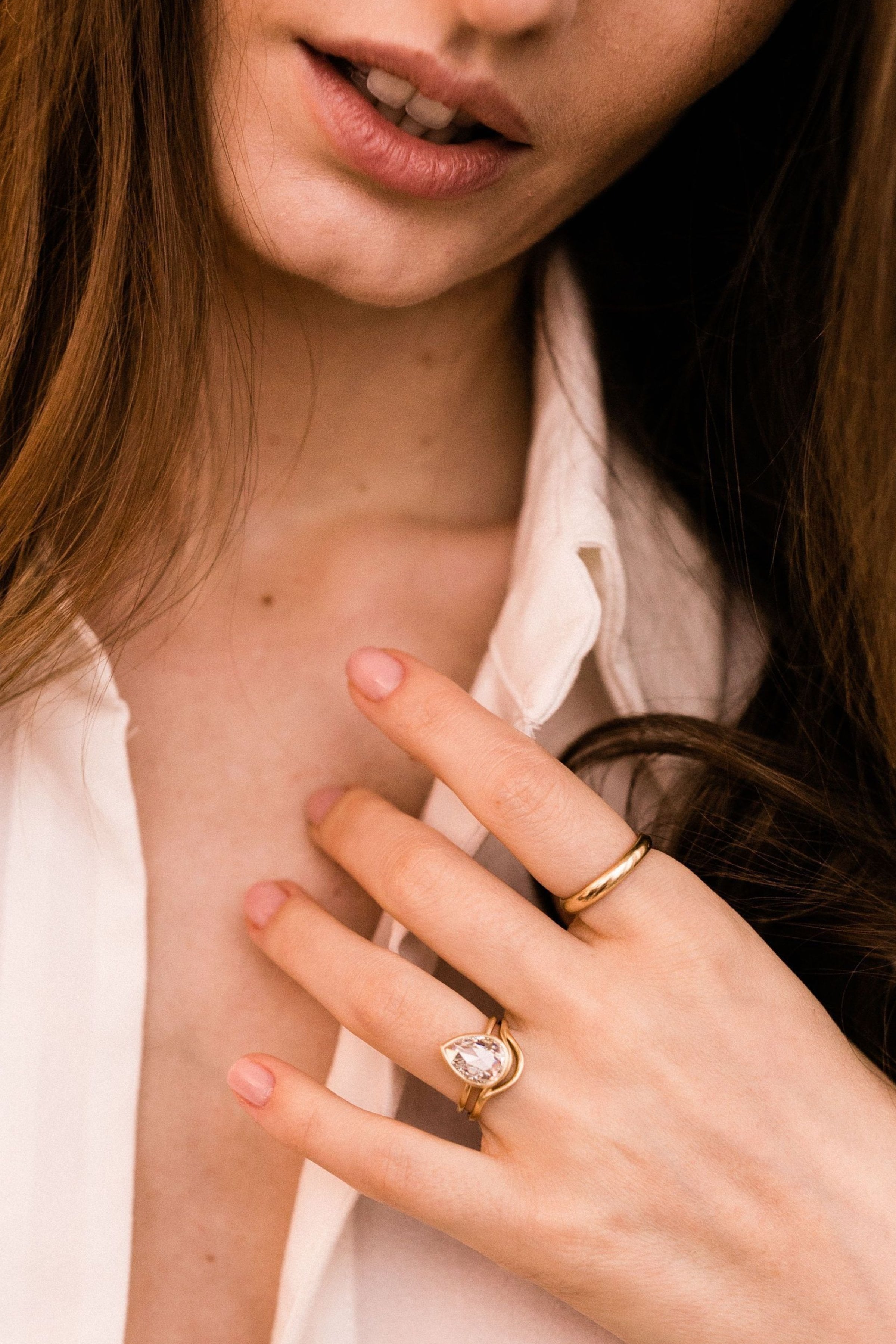 1.84ct pear rose cut diamond Pear Shaped Solitaire Diamond Engagement Ring