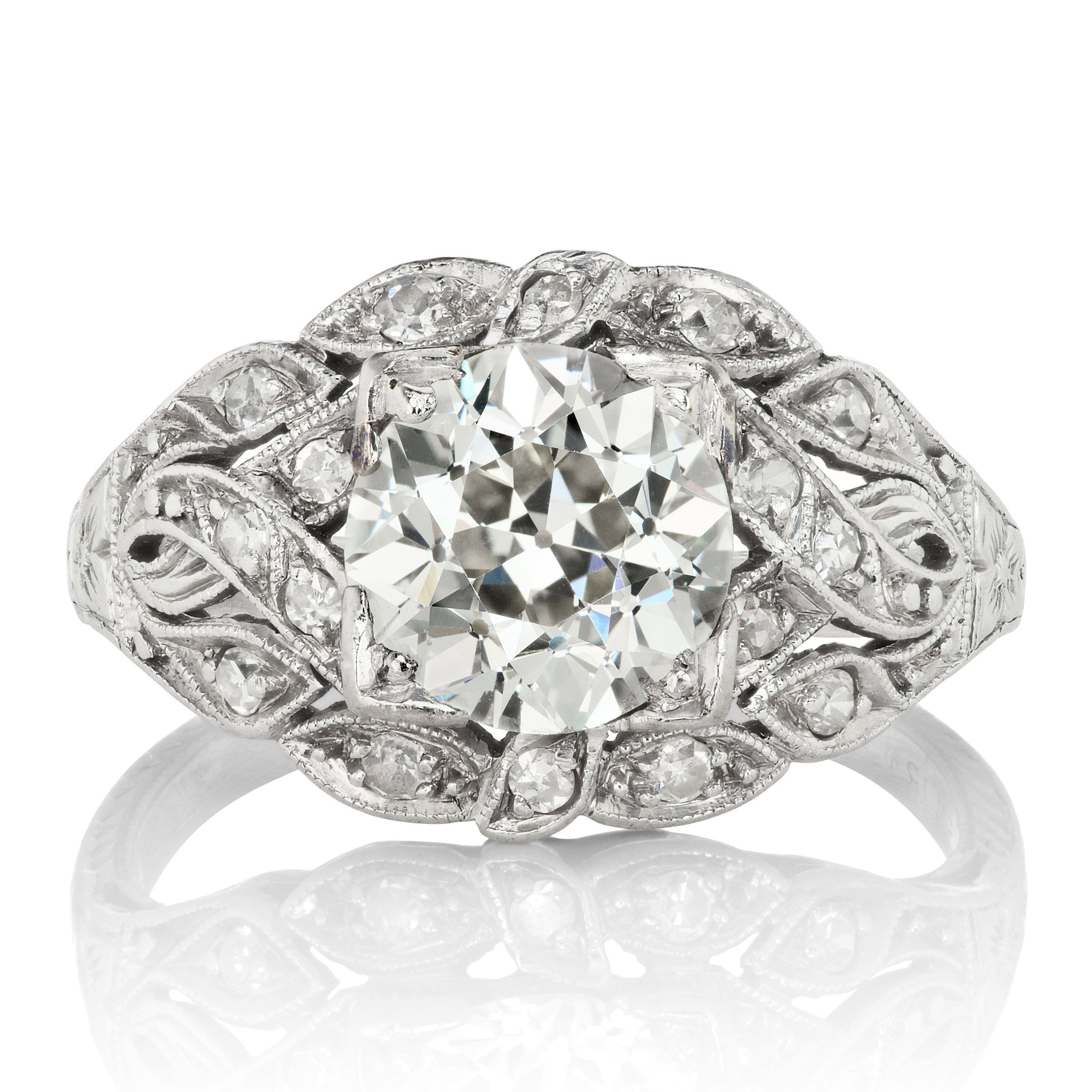 Floral Halo Diamond Engagement Ring Circa 1920 | Victor Barbone