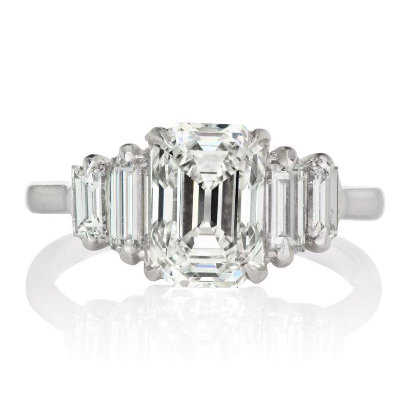 1.96 ct Vertical Baguette Diamond Engagement Ring | Victor Barbone