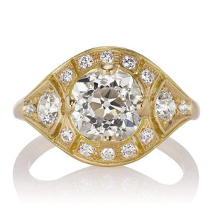 Glam Low Profile Engagement Ring 1.96 ct Old Mine Cut Diamond