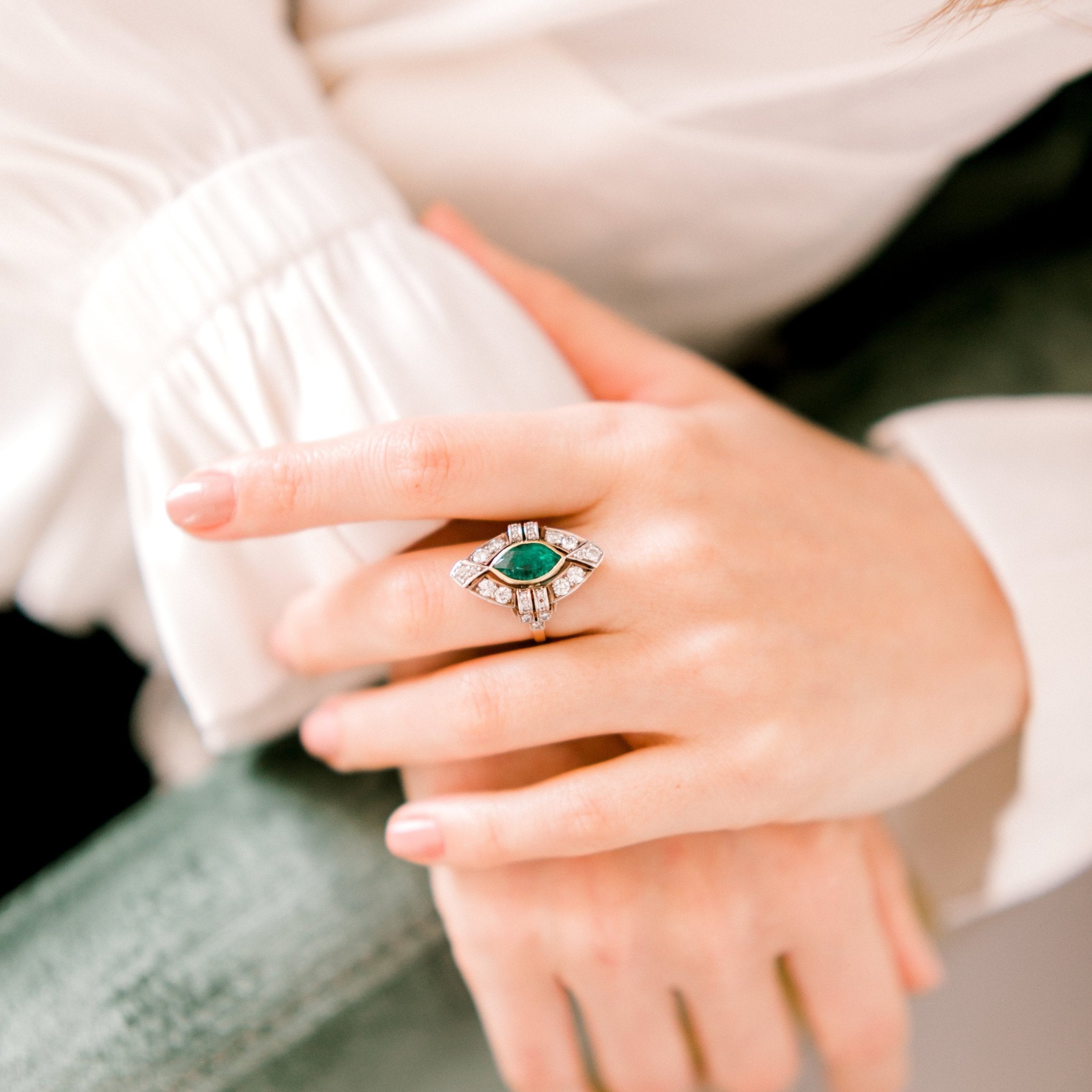 1.98 Carat Marquise Cut Colombian Emerald