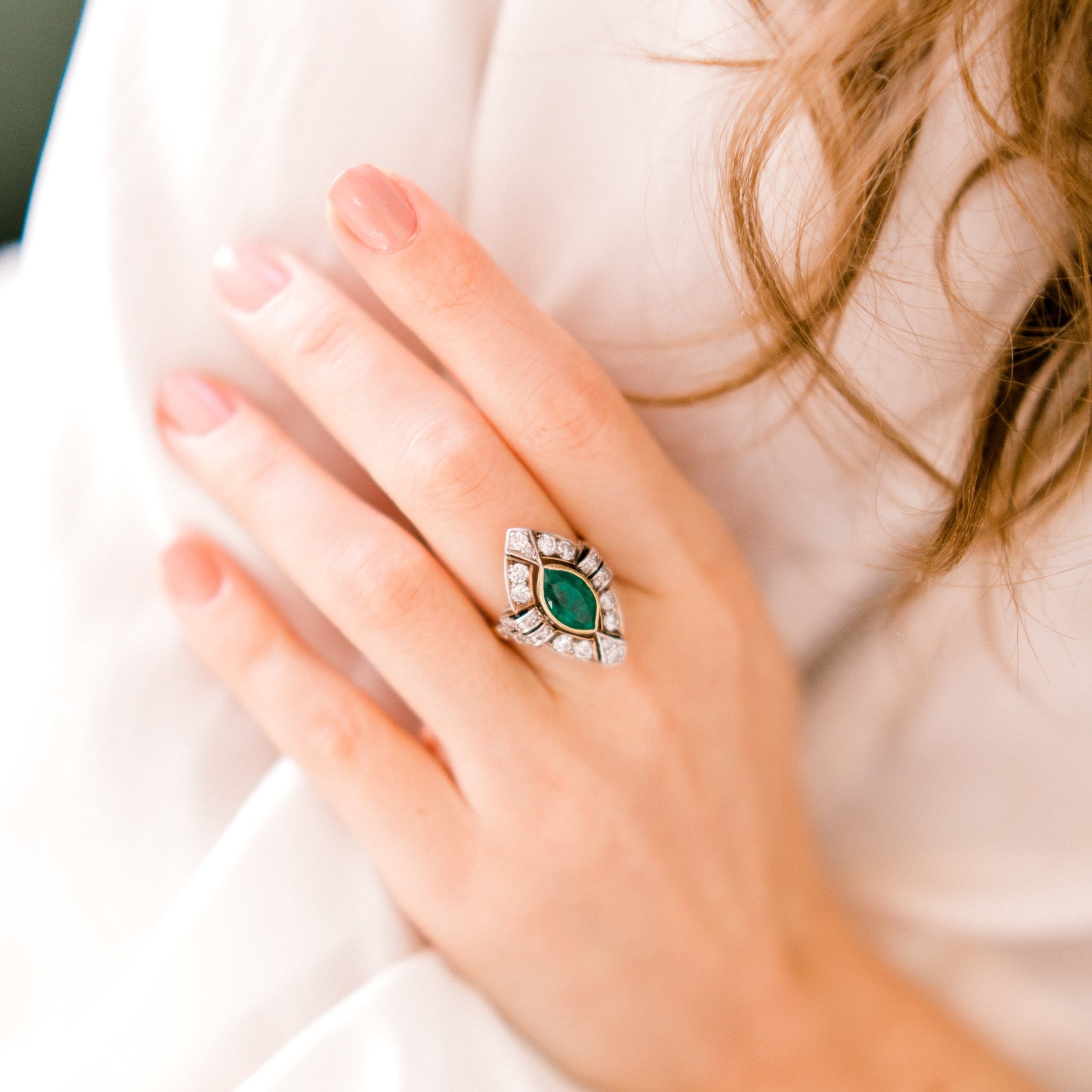 1.98 Carat Marquise Cut Colombian Emerald