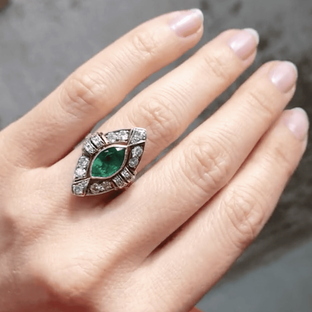 1.98 Carat Marquise Cut Colombian Emerald