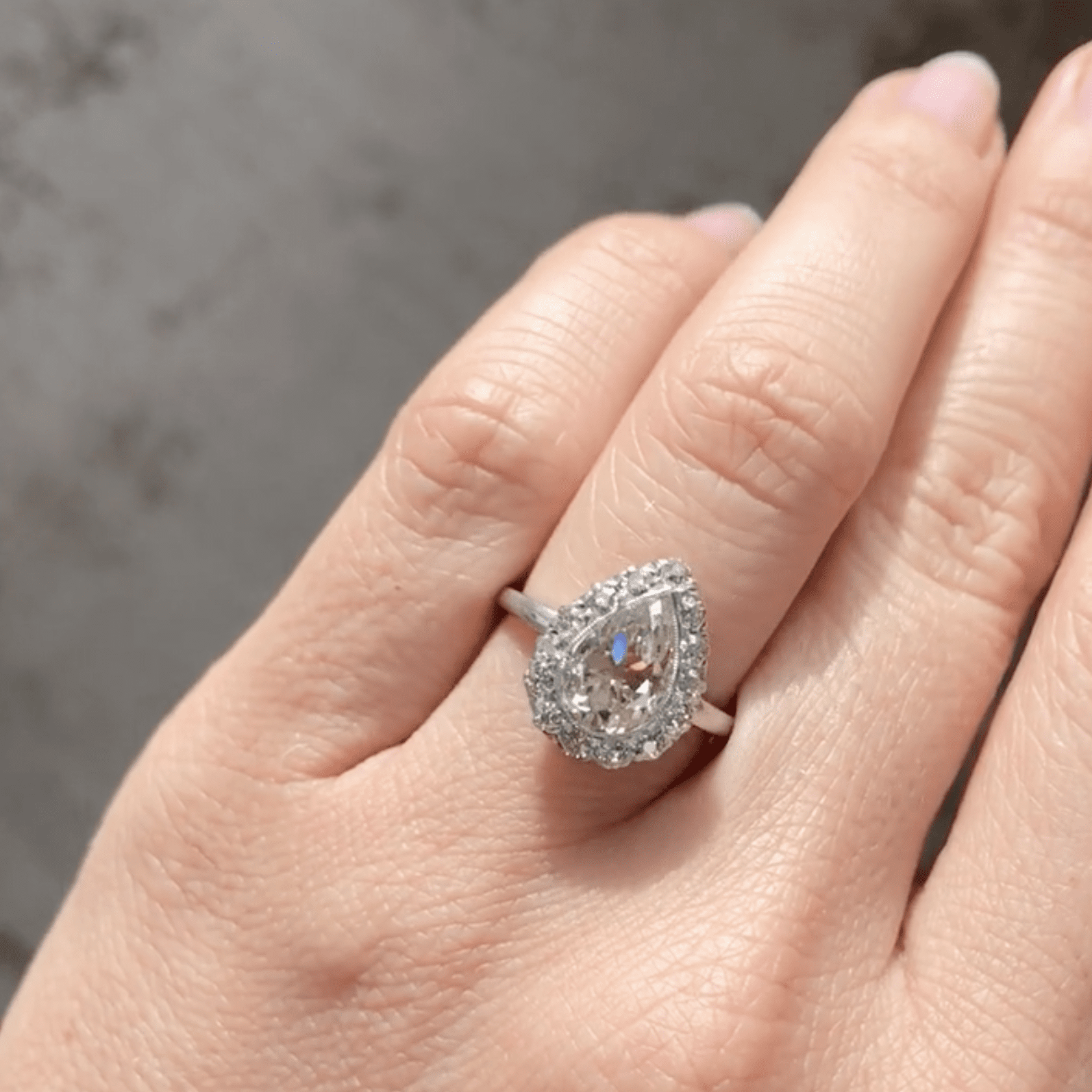 1.99 Carat Antique Pear Cut Diamond