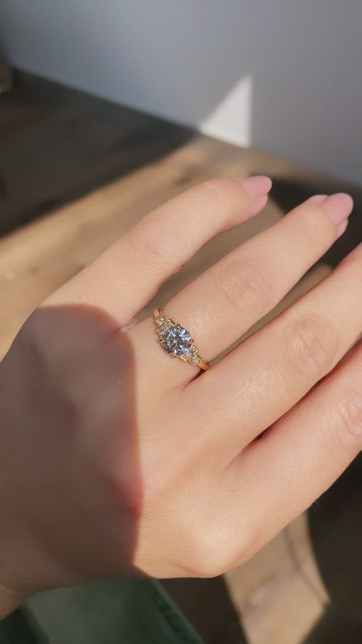 g-h-i color, vs clarity diamond in yellow gold setting