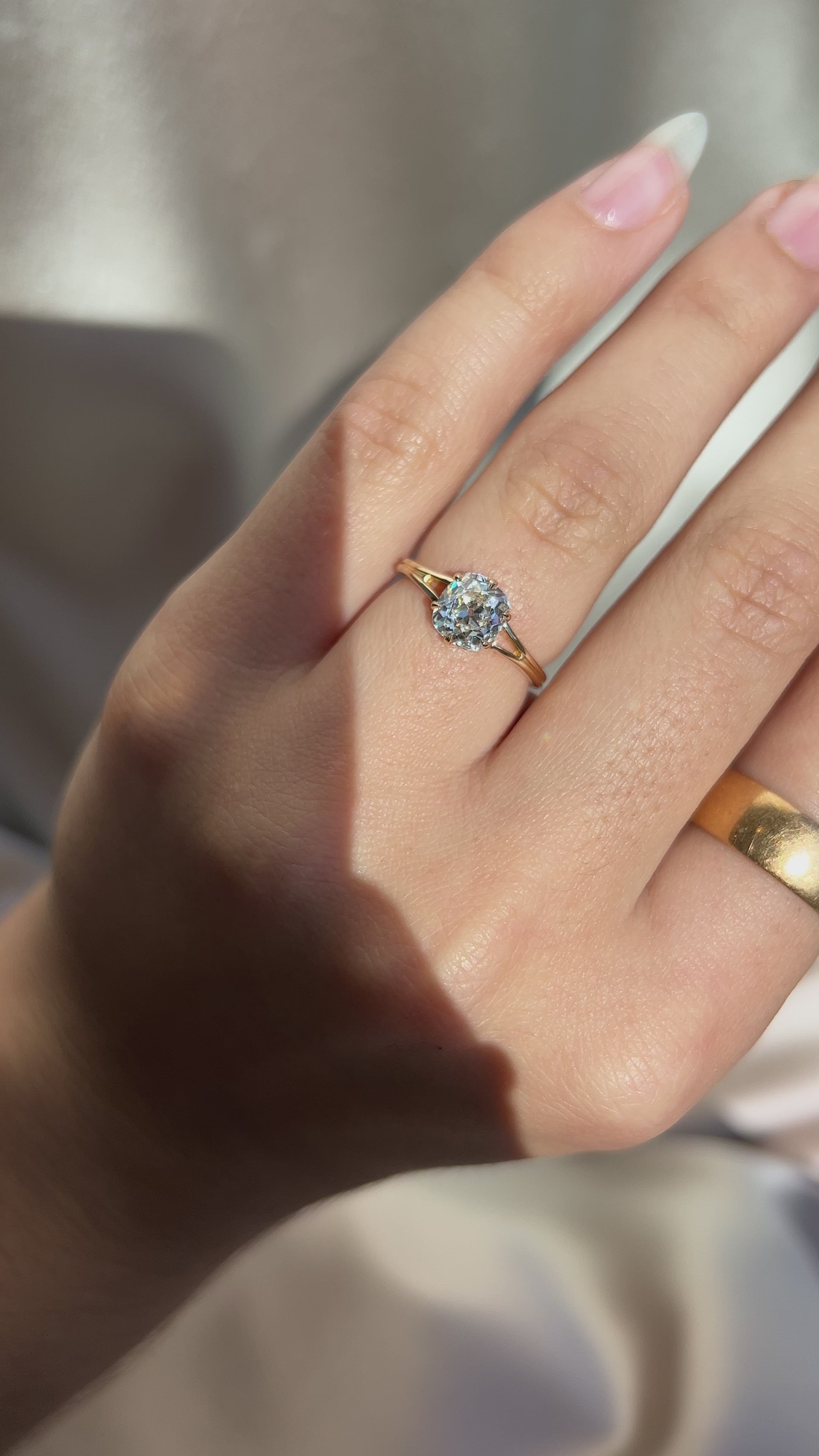 j-k-l color, vs clarity diamond in yellow gold setting