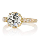 Low Profile 2 carat Old European Cut Engagement Ring with Side Stones