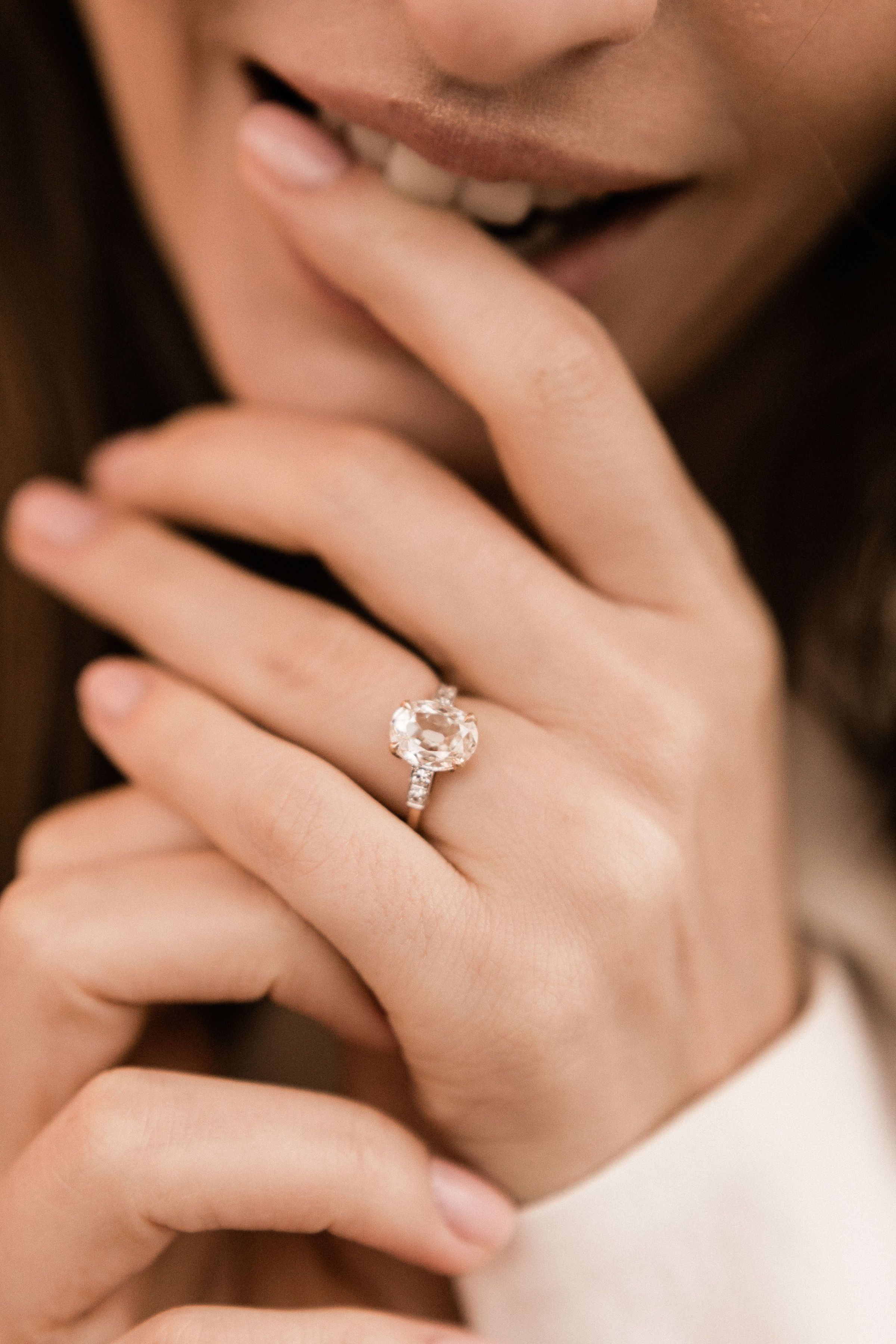 2.01 Oval cut diamond Two Tone Oval Diamond Engagement Ring