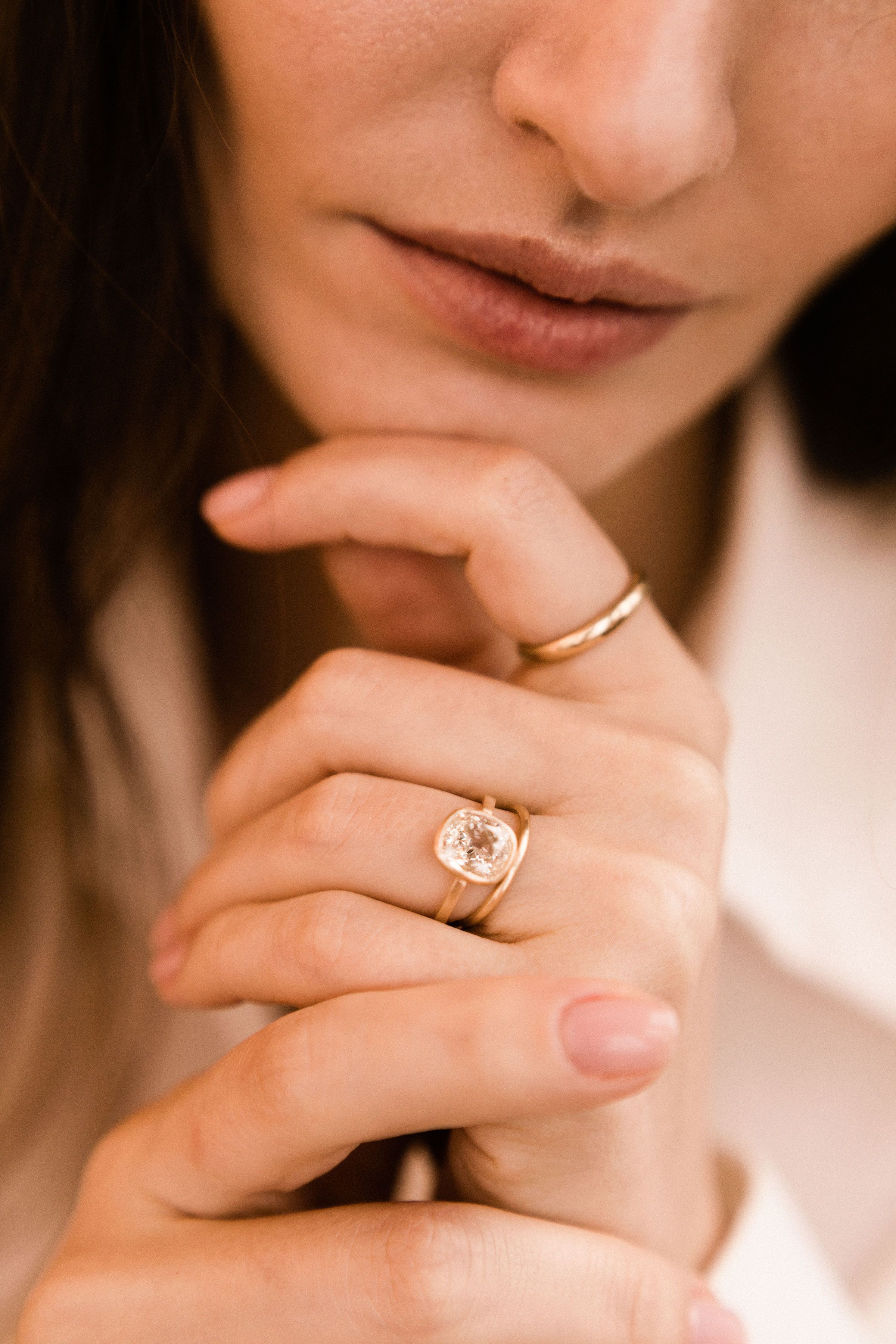 2.02 old mine cut diamond 2 Carat Bezel Set Solitaire Engagement Ring