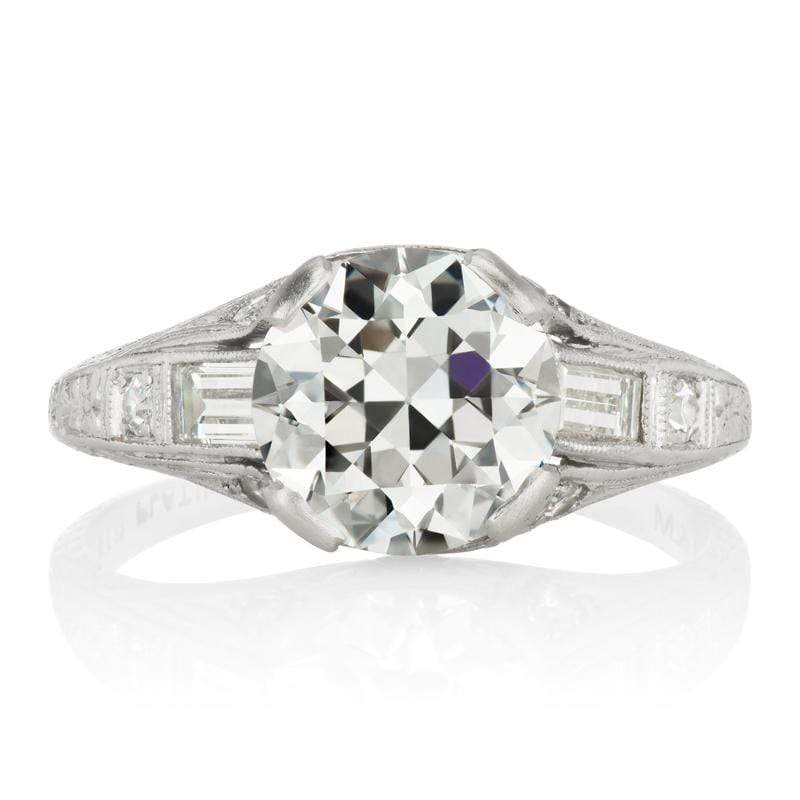 Transitional Cut Engagement Ring with Baguettes