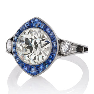 2.07 ct Art Deco Era Diamond with a Halo of Sapphires 