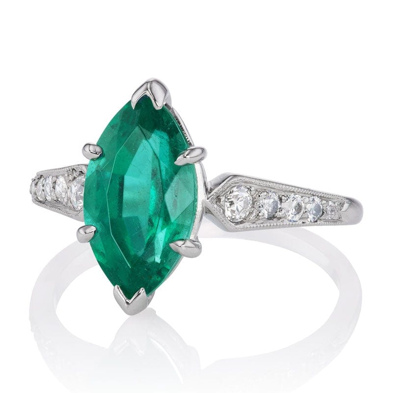 2.11ct Zambian Emerald diamond engagement ring with gemstone