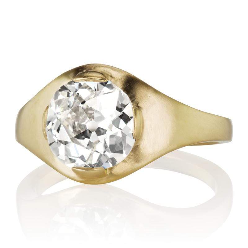 Low Profile Yellow Gold Engagement Ring with Antique Diamond