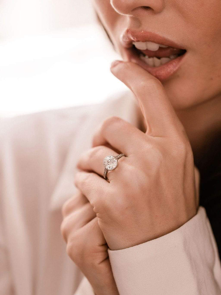 Art Deco Bezel Set Diamond Engagement Ring