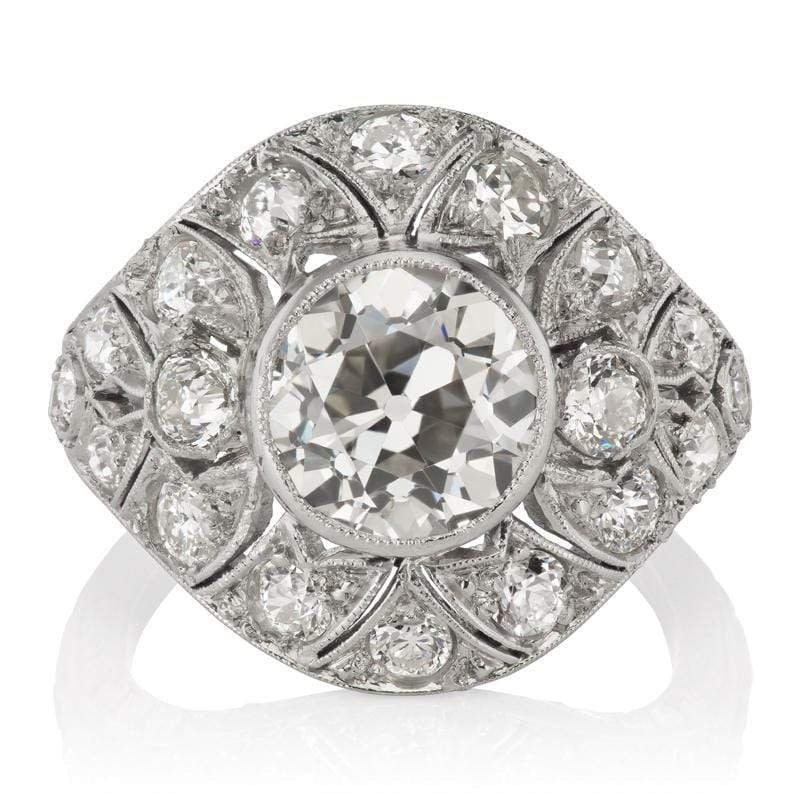 2.22 ct Bezel Set Diamond Halo Engagement Ring