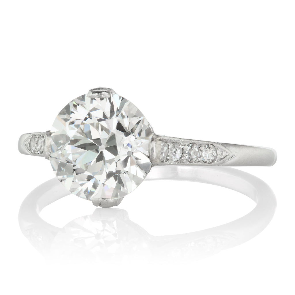 2.25 old European cut diamond Art Deco Solitaire Engagement Ring