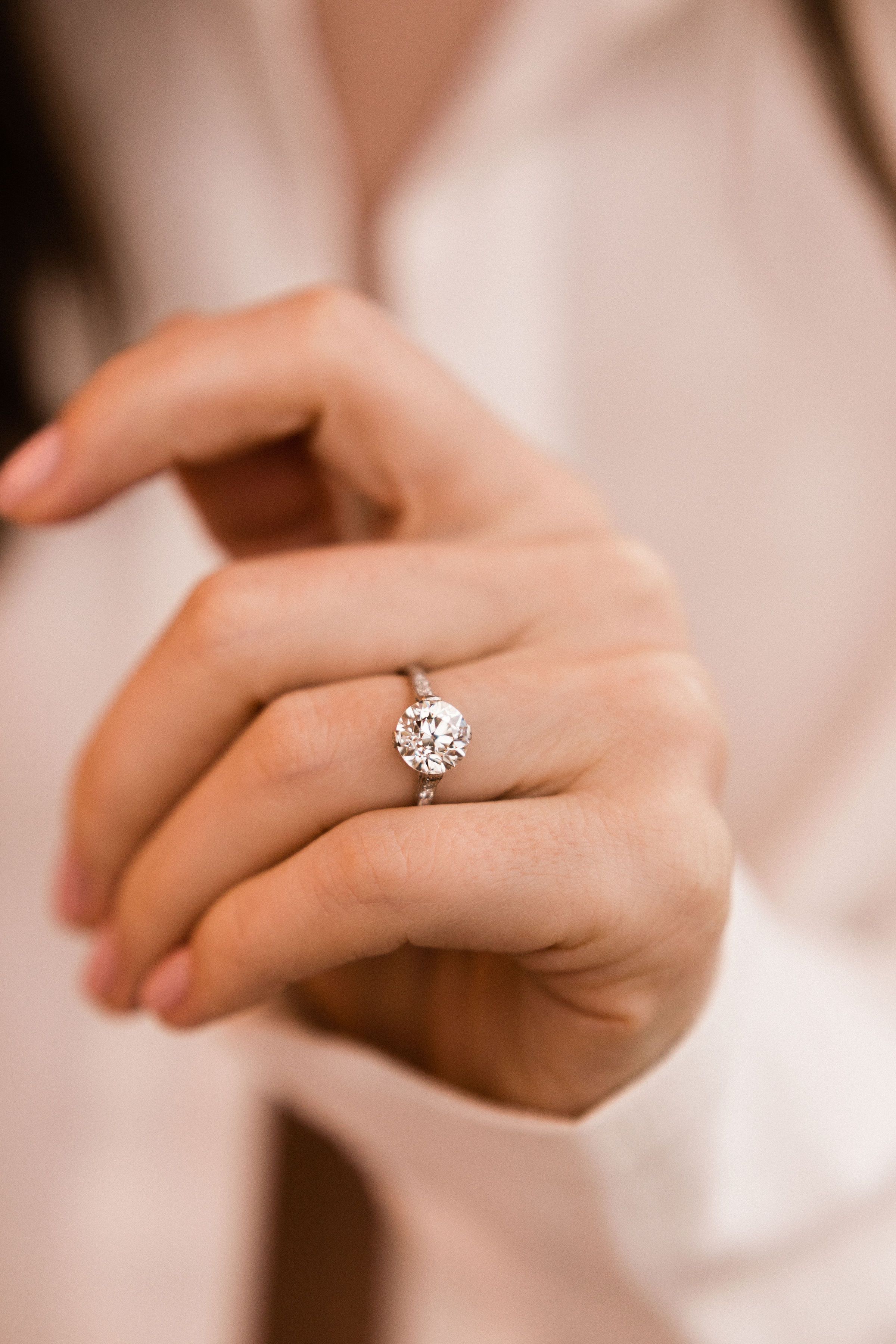 2.25 old European cut diamond Art Deco Solitaire Engagement Ring