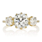 Three Stone Old Mine Cut Diamond Engagement Ring in Yellow Gold 