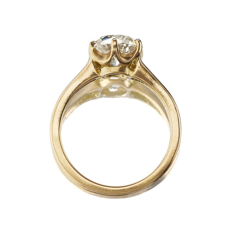 Old Mine Cut Diamond Engagement Ring with Split Shank