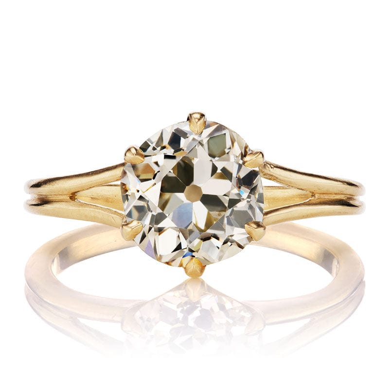 Old Mine Cut Diamond Engagement Ring with Split Shank