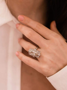 Vintage French Cocktail Ring with 2.44 ct Marquise Cut Diamond