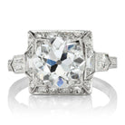 2.47ct old European cut diamond Round Diamond Square Halo Engagement Ring