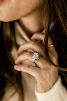 2.47ct old European cut diamond Round Diamond Square Halo Engagement Ring