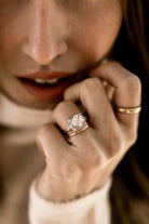 2.47ct old European cut diamond Round Diamond Square Halo Engagement Ring